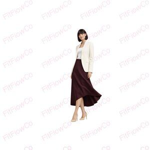 ZARA Asymmetrical Cape Midi Skirt Eggplant XS NWOT | A-Line Bias Cut
